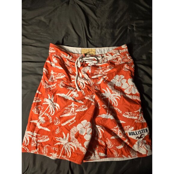 Holister Mens Size Medium Orange Surfer Board Shorts Swim Trunks Lined Swimsuit - Picture 1 of 4